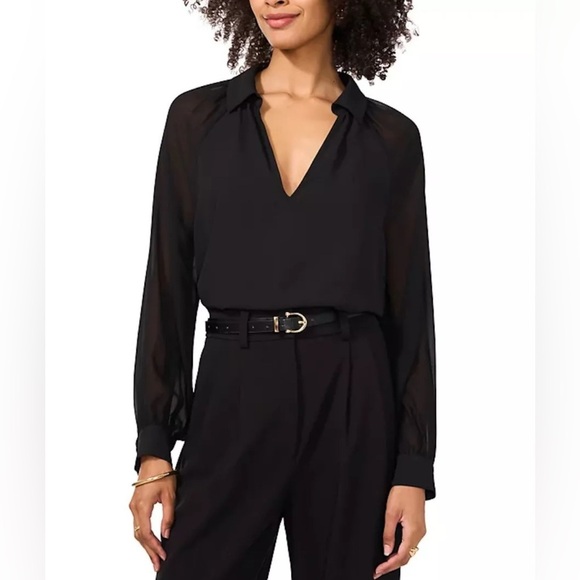 Vince Camuto Tops - NEW Plus Size Vince Camuto Womens SplitNeck Raglan SmockCuff Sleeve Black $89